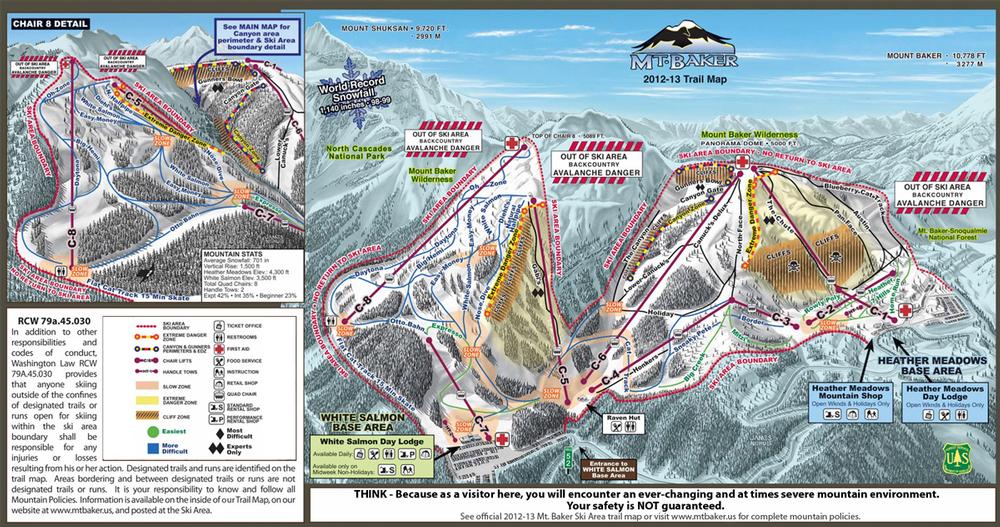 Mt Baker Ski Map Mt Baker Resort Guide - World Snowboard Guide