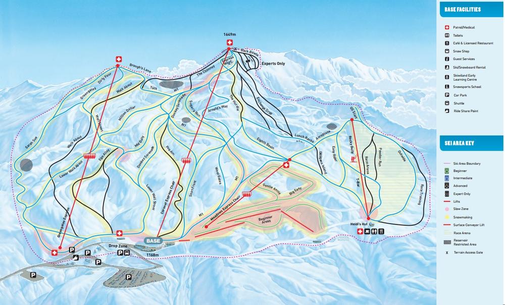 Coronet Peak Piste Map Coronet Peak Resort Guide - World Snowboard Guide