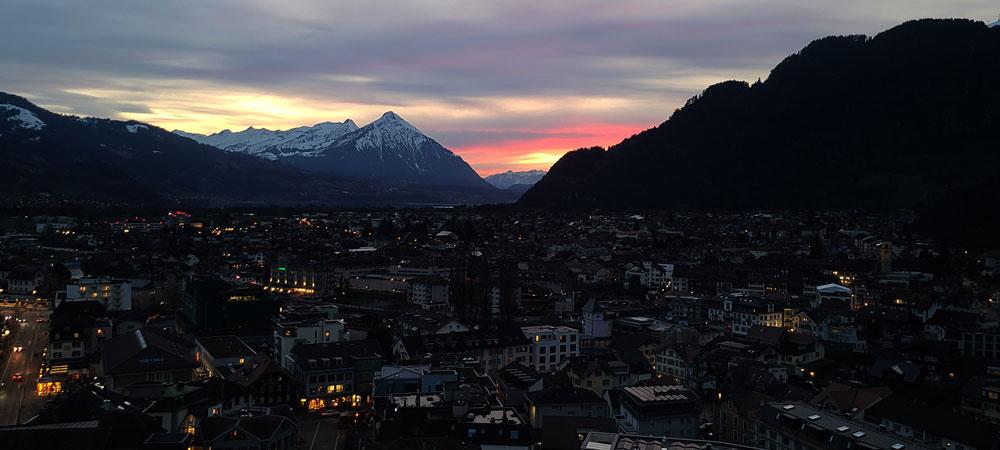 Looking over the mountains of Interlaken