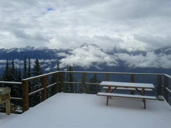 September 11, 2012 – Looking out from the deck at Mackenzie Outpost, top of the Revelation Gondola