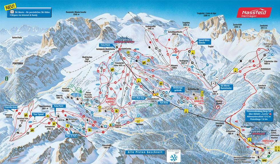 Nassfeld, Austria resort riding page - World Snowboard Guide